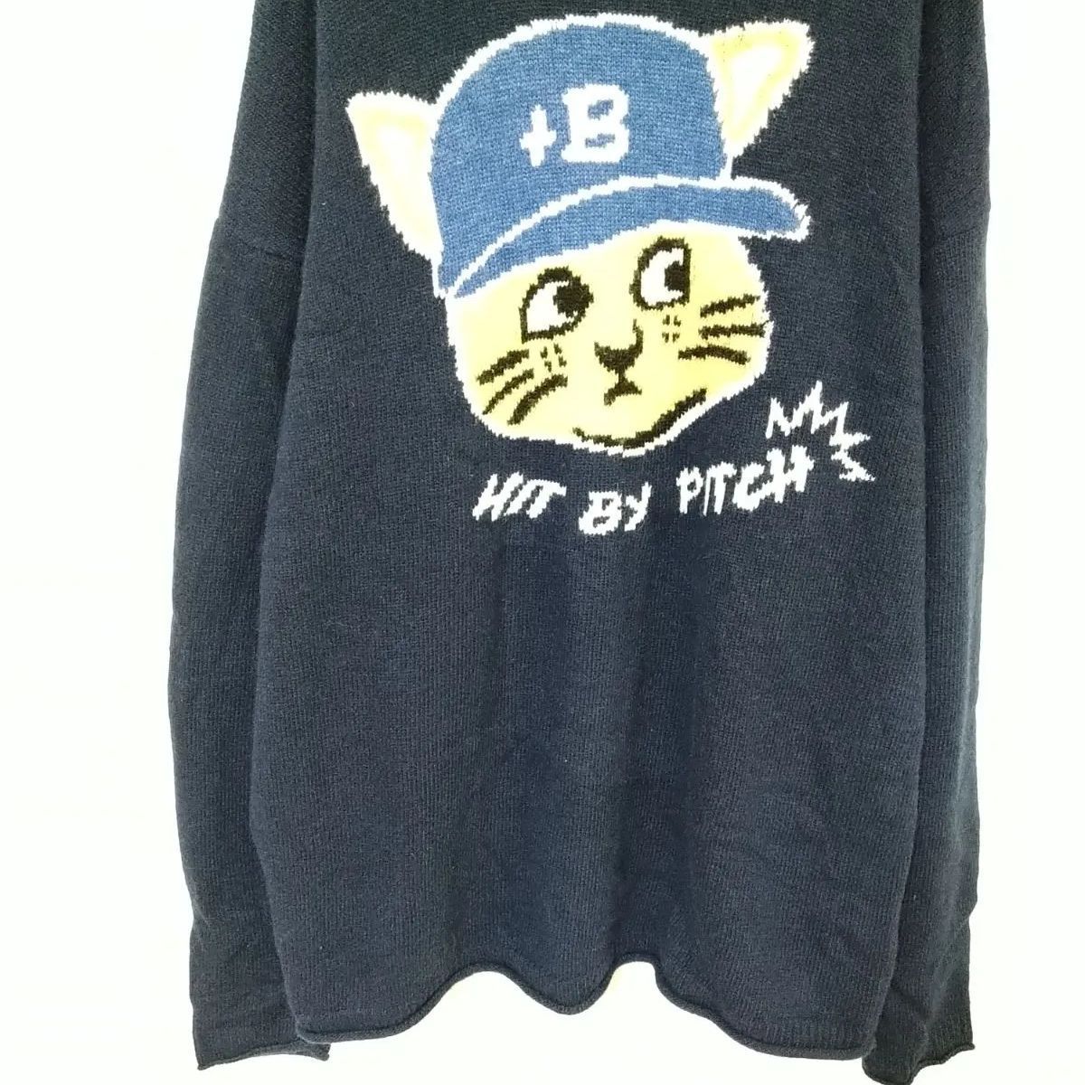 横浜ベイスターズ　ウールセーター　メンズXL　ネイビー色　ウール　ユニセックス 横浜ベイスターズ ウールセーター メンズXL ネイビー色 ウール ユニ