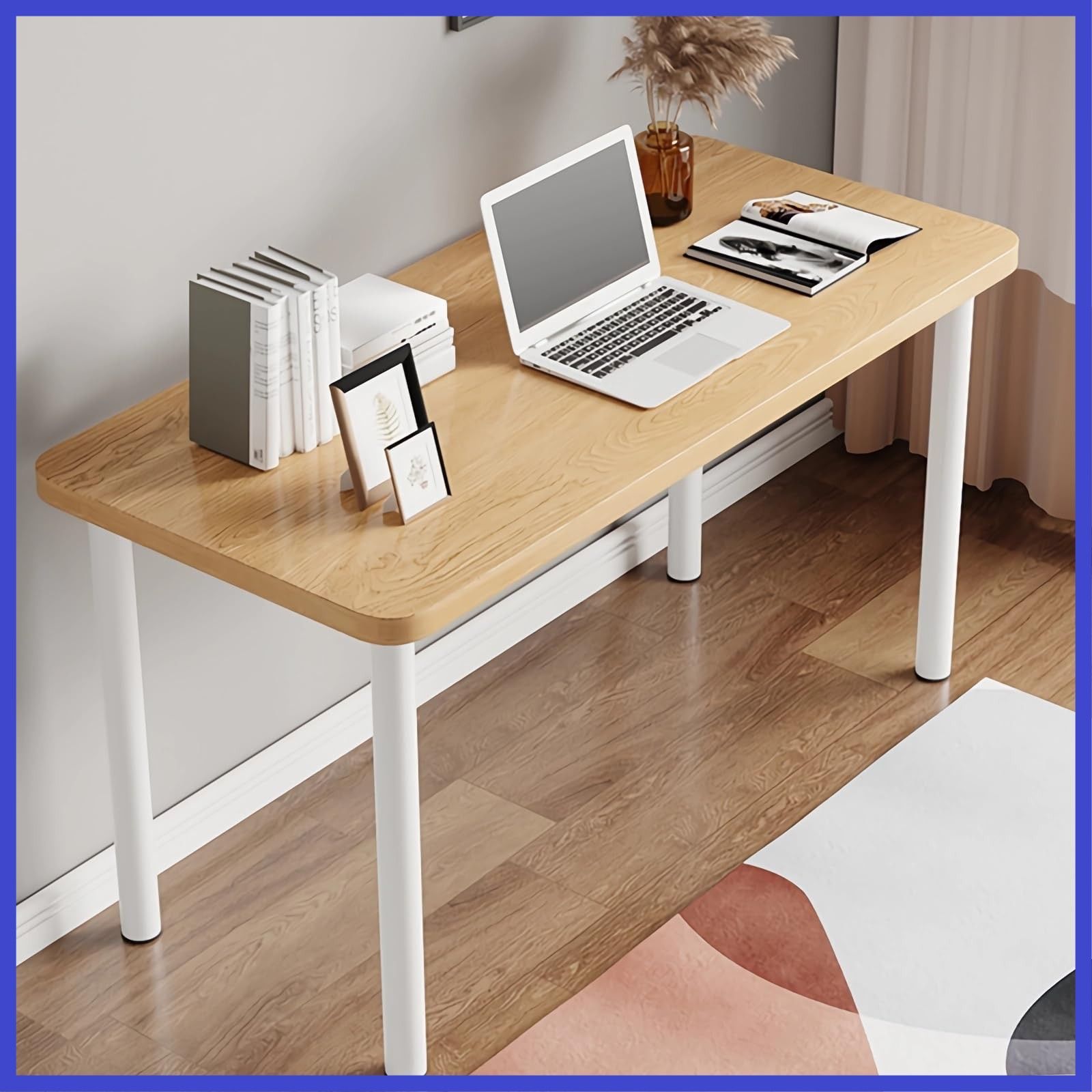 Rshtong デスク パソコンデスク 勉強机 机 幅100cm×奥行50cm 天板厚さ2.5cm PCデスク ゲーミングデスク desk 子 在宅ワーク リモートワーク用 おしゃれ シンプル 化粧台 作業机 組立簡単 木目調 幅100cm
