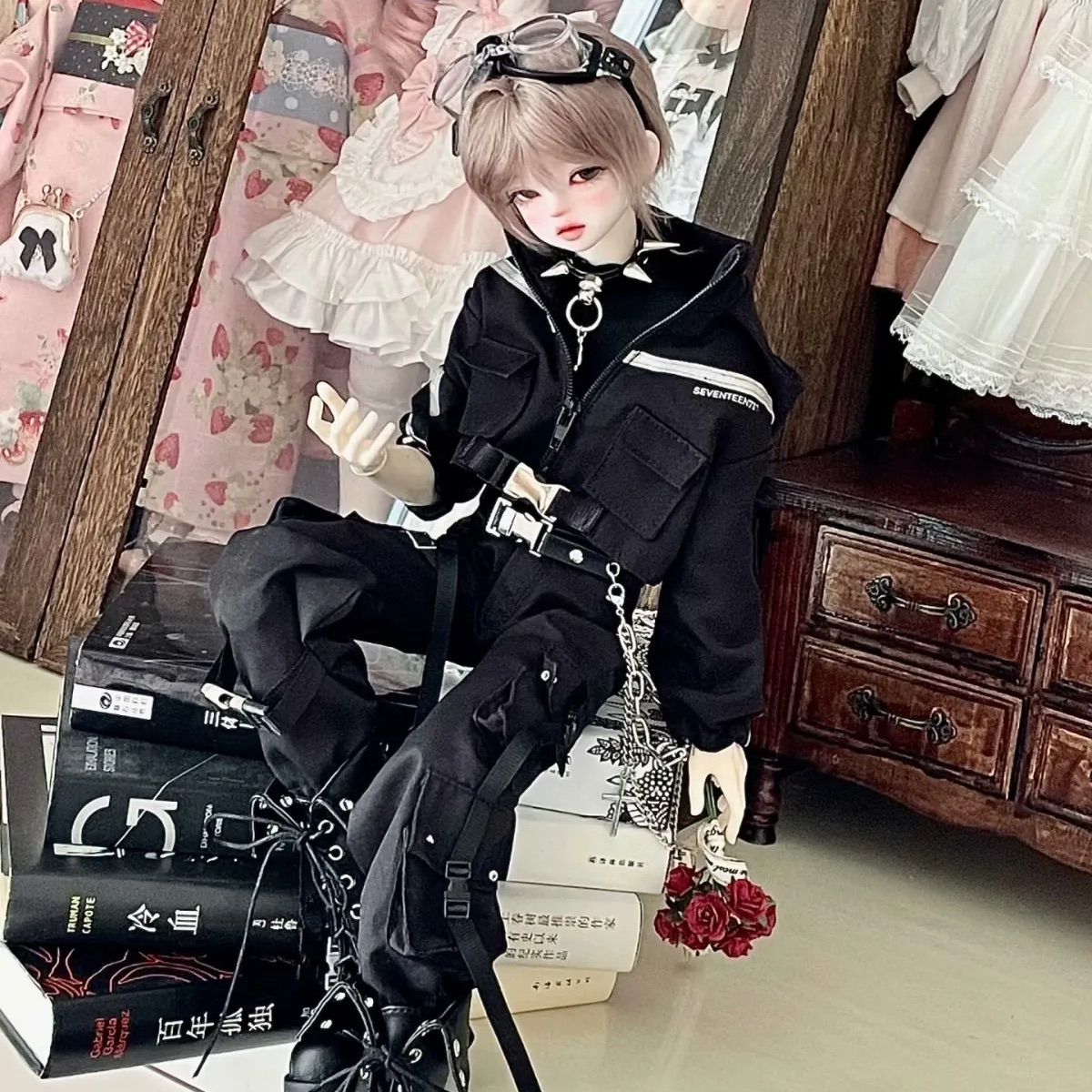 sevetteen717製 玄 潜行 衣装セット ボークス MDD DD SD SDM MSD bjd 服 衣装 洋服 衣装セット ウィッグ アイ 靴 ドール 人形 お人形遊び