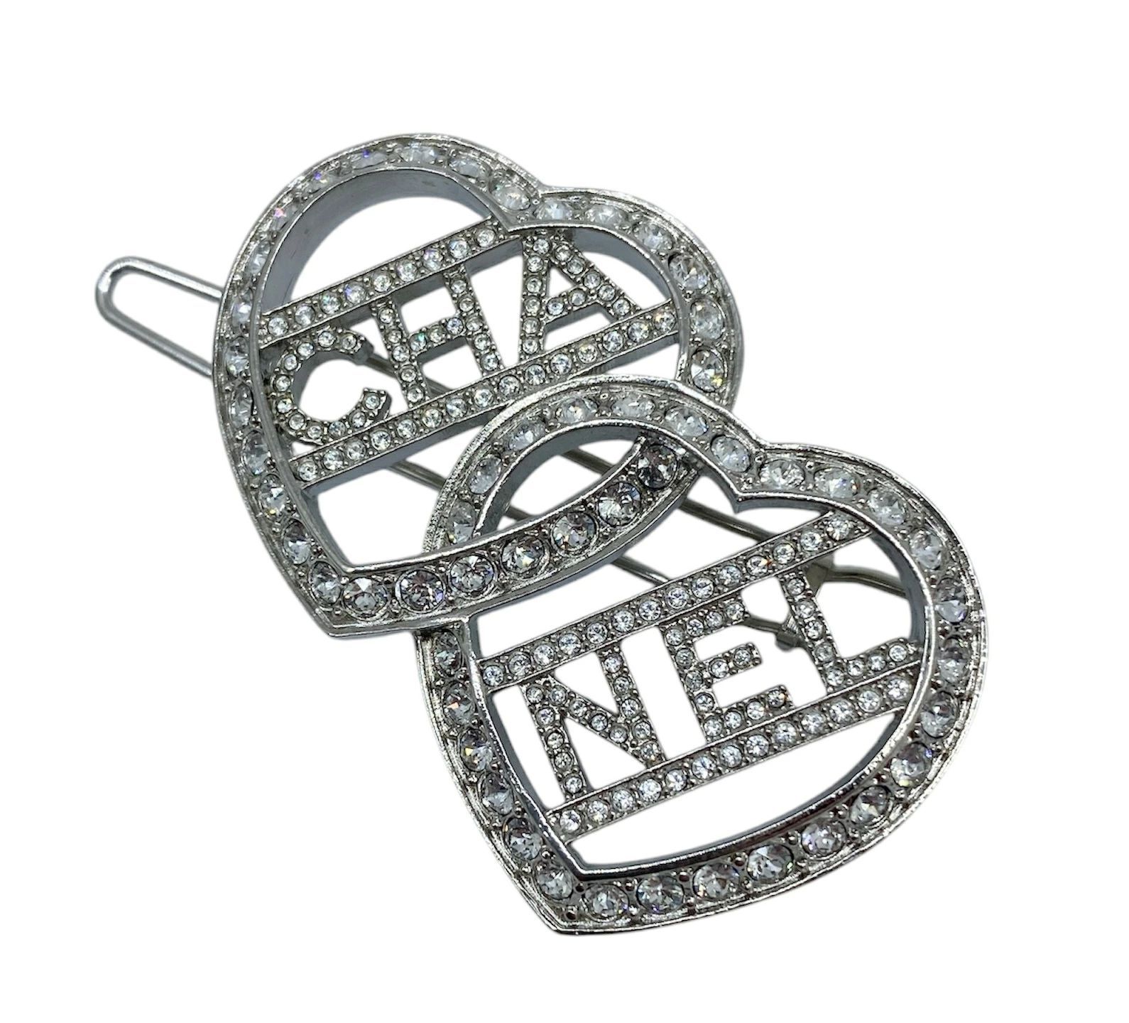 新品同様】CHANEL シャネル ハート ロゴ ヘアクリップ ラインストーン 