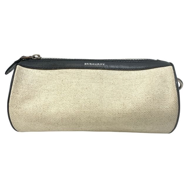 バーバリー 4074968 バレルバッグ ポーチ バニティ ハンドバッグ ショルダーバッグ レザー キャンバス アイボリー BURBERRY