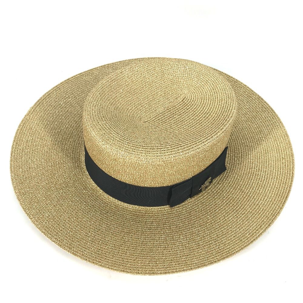 【GUCCI】ラメ ファブリック パピエ ハット Lamé papier hat in black and gold lamé | GUCCI® US