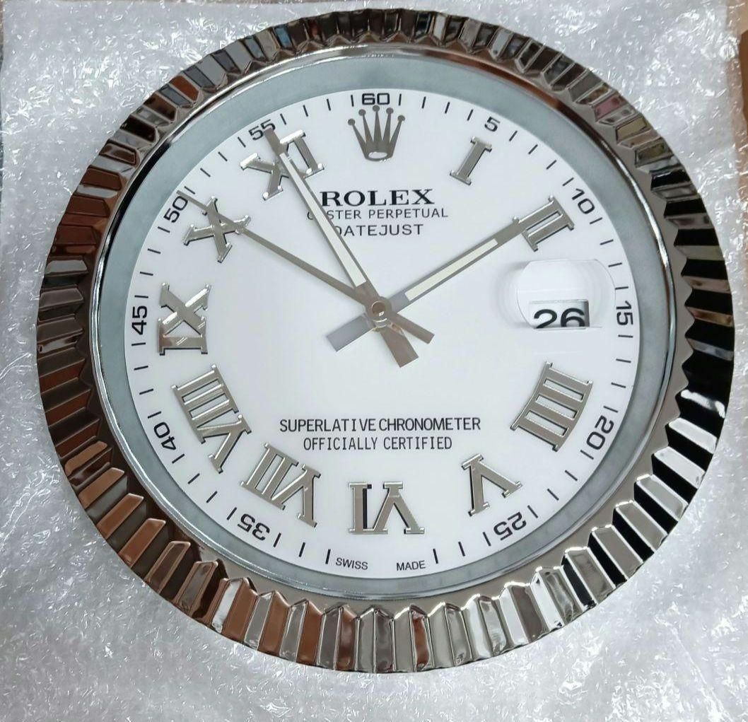 希少　海外販促品 新品 ROLEX デイトジャスト大型掛け時計　シルバー／ブルー 海外販促用 ROLEX ロレックス デイトジャスト大型掛け時計 シルバー