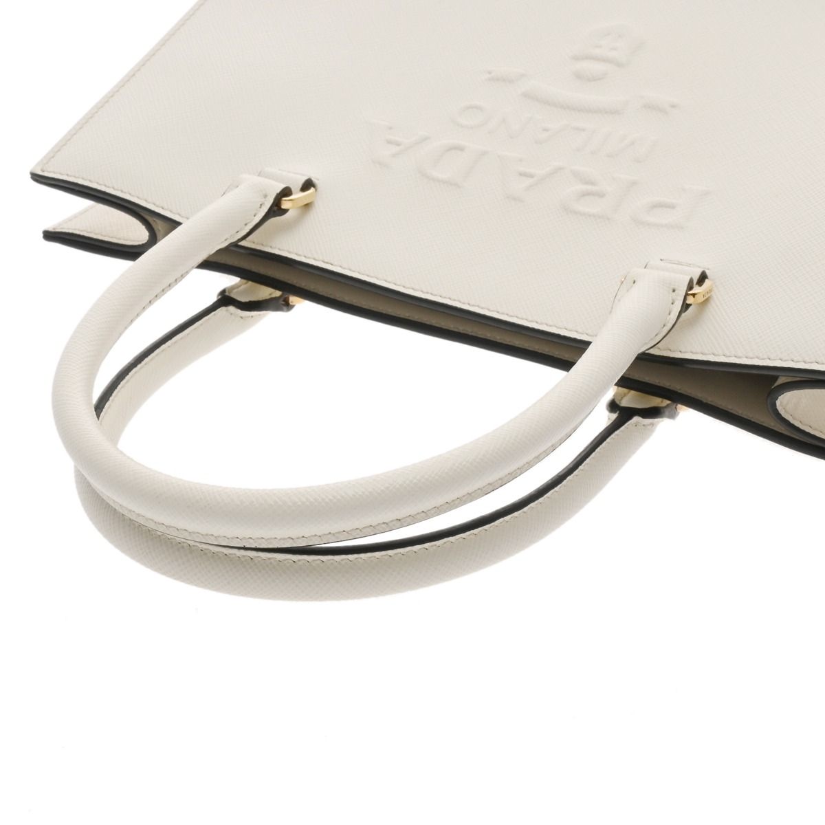 プラダ ミディアム 2WAY ハンドバッグ ホワイト 1BA337 レディース  