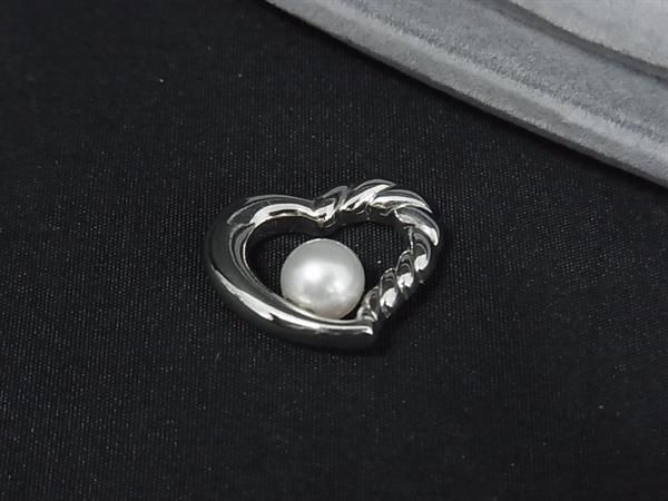 ■極美品■ TASAKI タサキ 本真珠 アコヤ真珠 パール 約7mm SV925 ハート ネックレストップ ペンダントトップ シルバー系 DJ5710