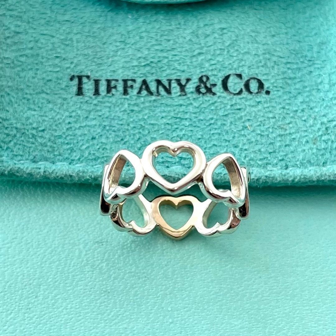 ティファニー 希少 センチメンタル ハート 750 コンビ リング SM3fe