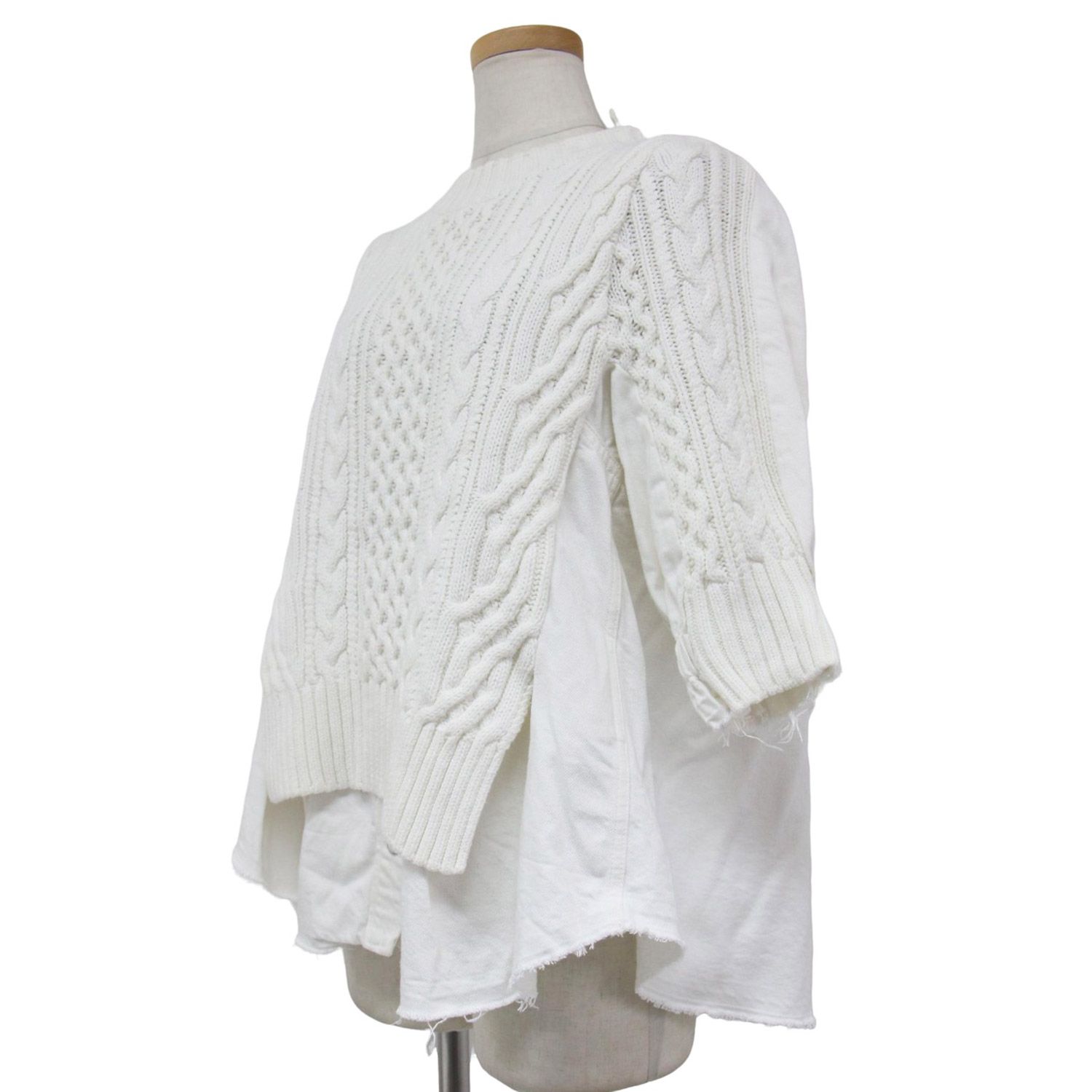 sacai 長袖シャツ 裾レース 異素材ドッキング サカイ