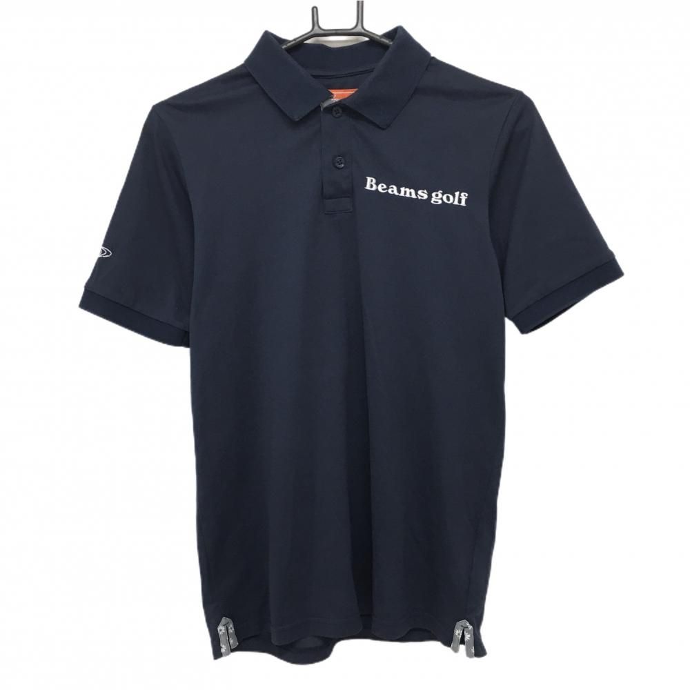 ビームスゴルフ 半袖ポロシャツ ネイビー 前立て内側花柄 メンズ S