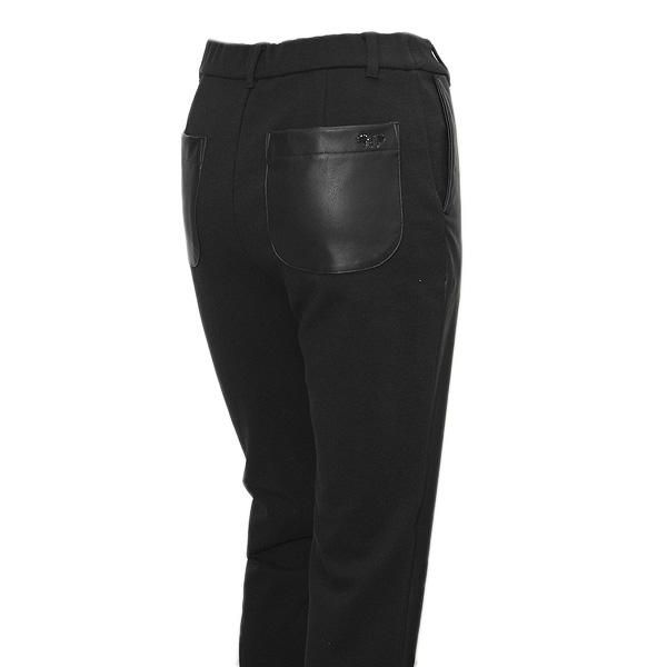 秋冬 合皮×ニットパウダー裏起毛パンツ