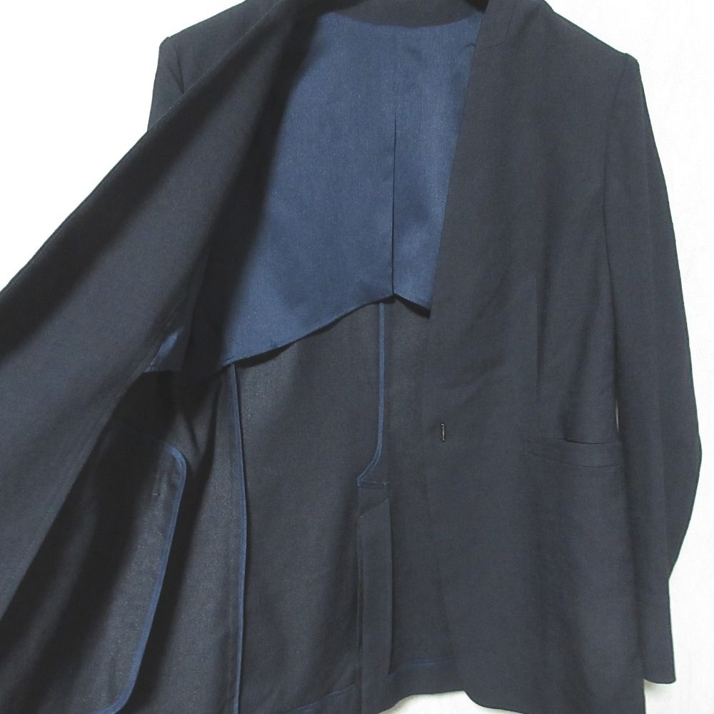 【極美品】23区ノーカラージャケット　ネイビー大きいサイズ44 美品 22SS 23区 ノーカラージャケット 大きいサイズ 44 ネイビー
