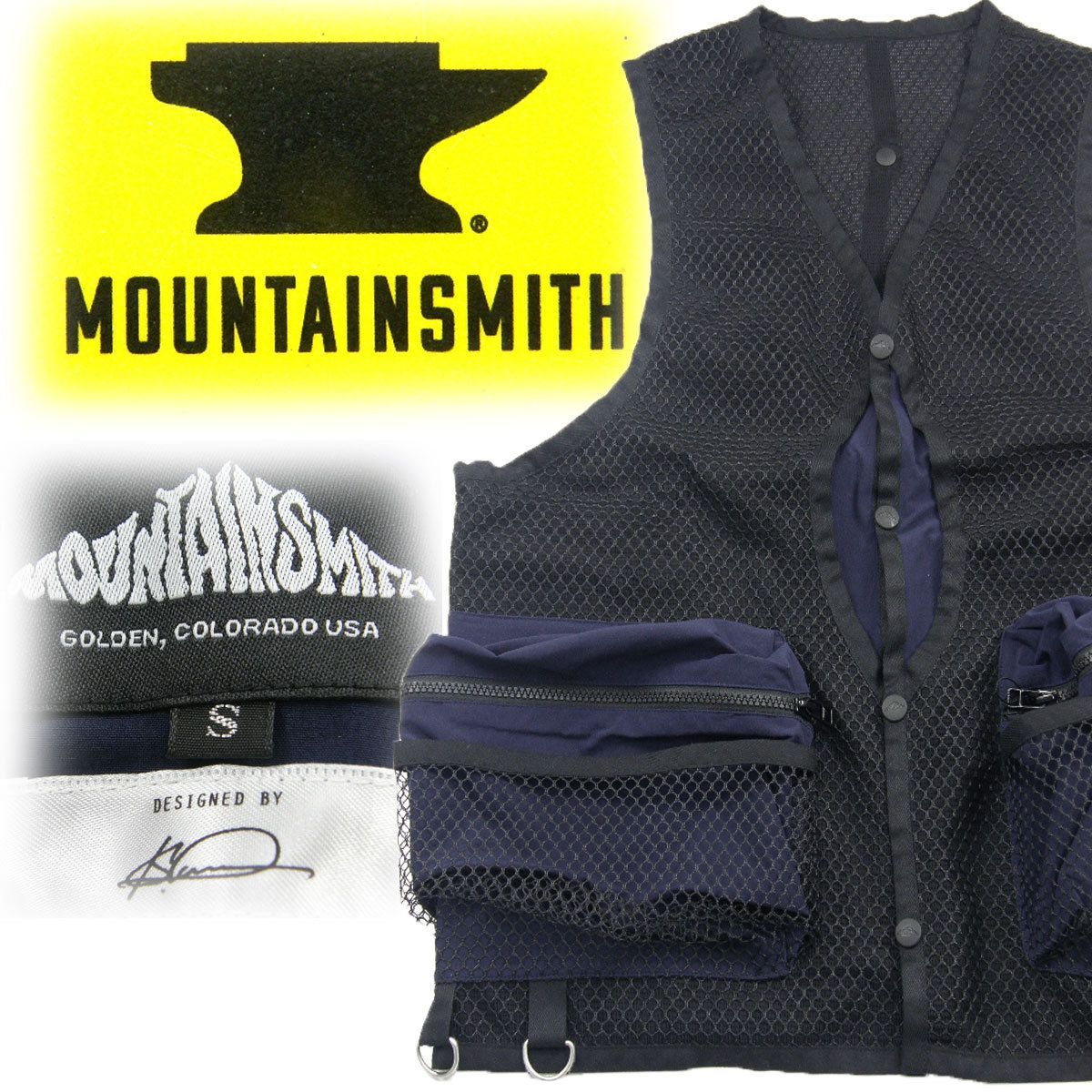 【新品】 MOUNTAIN SMITH / マウンテンスミスリバーシブル ベスト 撥水 ストレッチ メッシュ 止水ジップ ネイビー 紺 アウトドア キャンプ F/CE エフシーイー