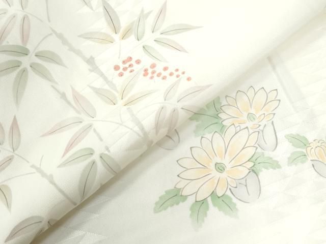 平和屋着物○長襦袢 袷 手描き 雀 南天花文 暈し染め 正絹 逸品