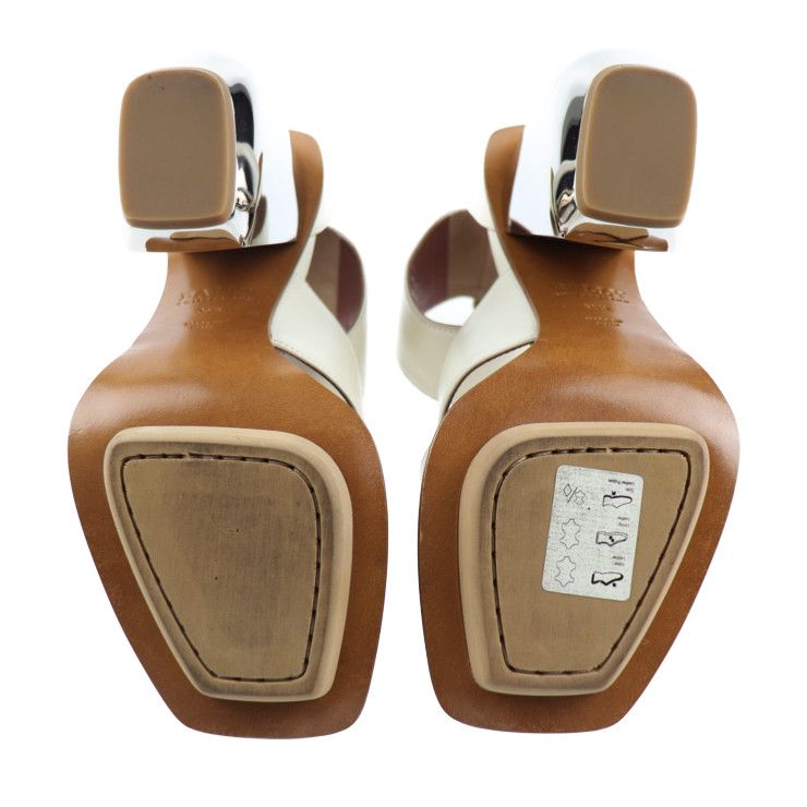 BALLY バリー サンダル カーフ アイボリー ゴールド金具 ベルトサンダル チャンキーヒール 参考サイズ 22.5cm 【本物保証】
