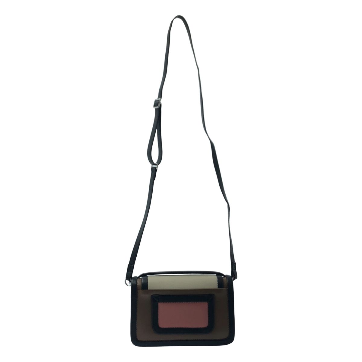 【美品】  PIERRE HARDY / ピエールアルディ | QV08 / アルファ 2way ショルダー付き レザー フラップ ハンドバッグ | ブラウン/ホワイト/ピンク | レディース 美品】 PIERRE HARDY / ピエールアルディ | QV08 / アルファ 2way