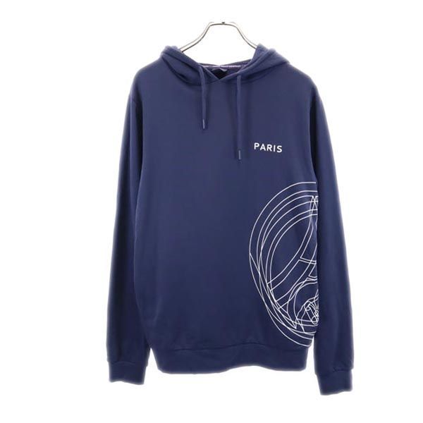 パリ サンジェルマン 長袖 スウェットパーカー M ネイビー PARIS SAINT GERMAIN サッカー チームロゴ 裏起毛 レディース 古着 中古 パリ サンジェルマン スウェットパーカー M ネイビー PARIS
