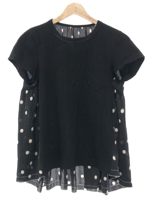 【人気】サカイ☆20SS ポルカドット ドッキング Tシャツ ブラウス ブラック sacai サカイ 20SS Polka Dot T-Shirt ポルカドット ドッキング