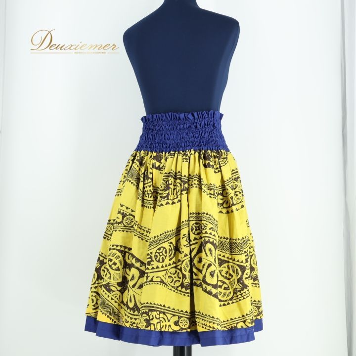 フラ パウ スカート︎タヒチインポーツ イエローブラウン ロケラニ 丈