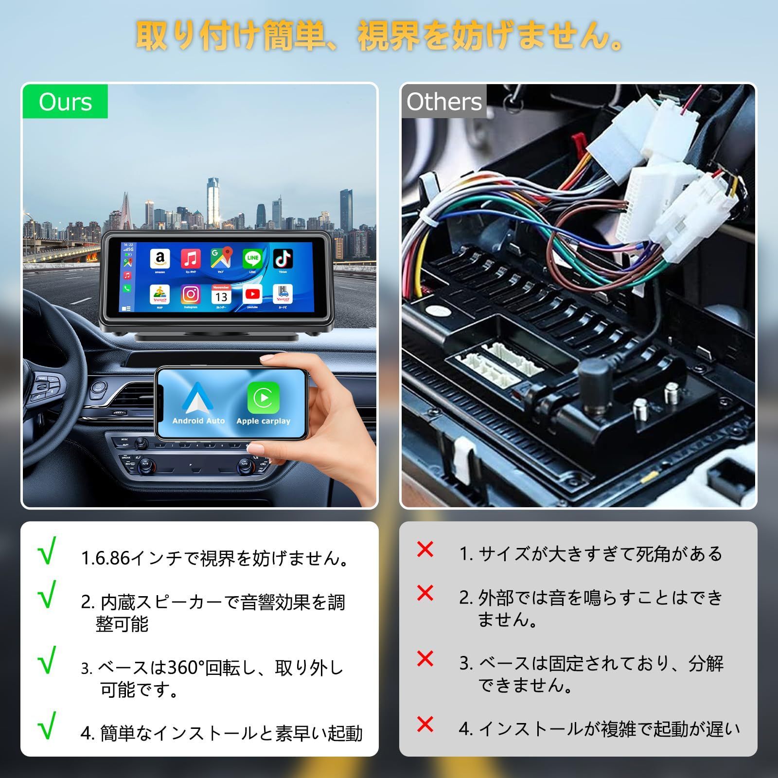 折り畳み式 6.86インチ ディスプレイオーディオ : VANBAR 6.86インチ コンパクト 多機能 ポータブル