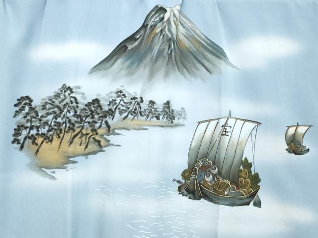 平和屋着物○男性 長襦袢 無双仕立て 風景文 暈し染め 金彩 洗える着物