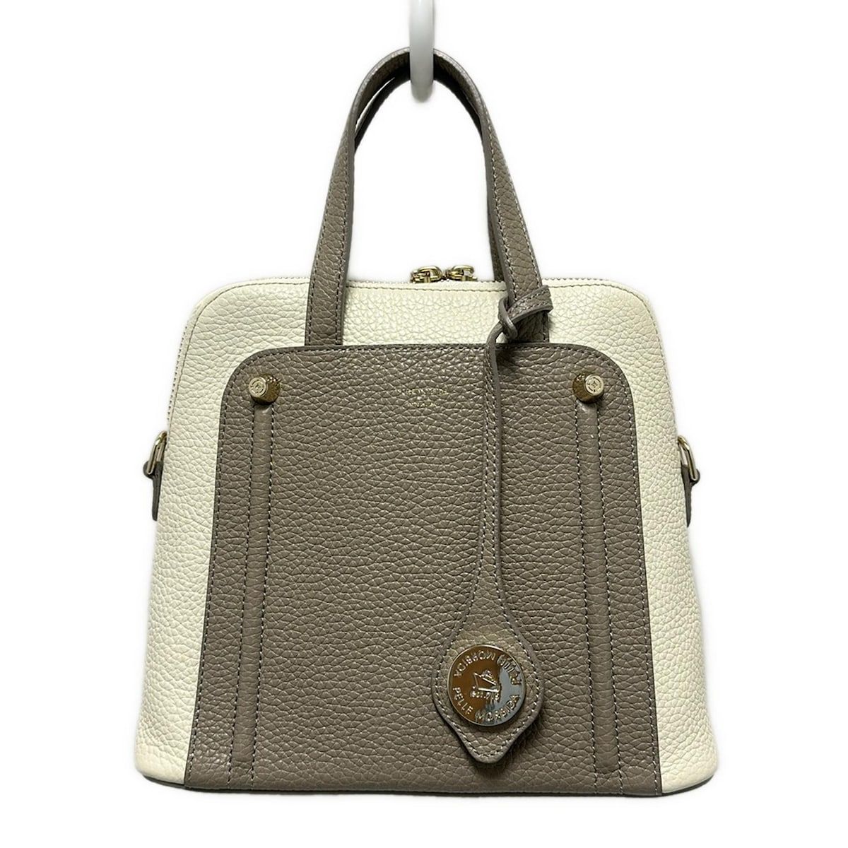 美品！ペッレモルビダ　ハンドバック pelle morbida(ペッレモルビダ) ハンドバッグ - グレーベージュ