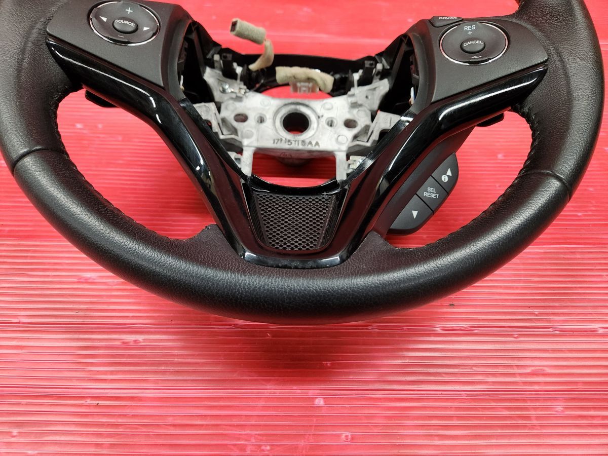 ホンダ RU3 ヴェゼル ハイブリッド 前期 純正 レザーハンドル RU4 ステアリング FFCRYSTALESIA_COM