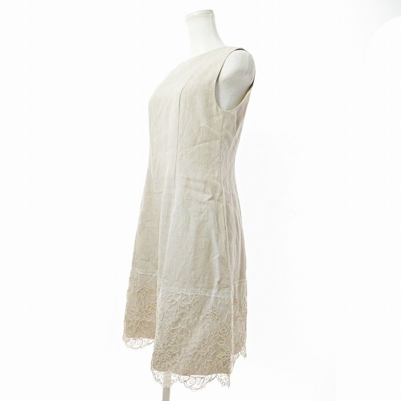ナチュラル　バイ　フォクシー　リネン　サンドレス　ワンピース　麻３８　マタニティ フォクシー FOXEY 美品 近年 40227 Linen Dress リネン 麻