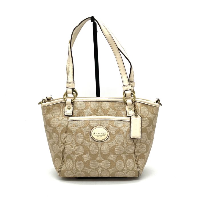 コーチ ミニ ショルダー バッグ シグネチャー ターンロック ホワイト