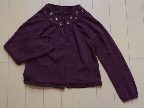 タルティーヌエショコラ Tartine et Chocolat アウトレット 子供服 女の子 ボレロ カーディガン 120cm 紫 長袖 薄手 ニット 秋 冬 3 トップス ガールズ 女児 キッズ 【中古】 ユーズド リサイクル 古