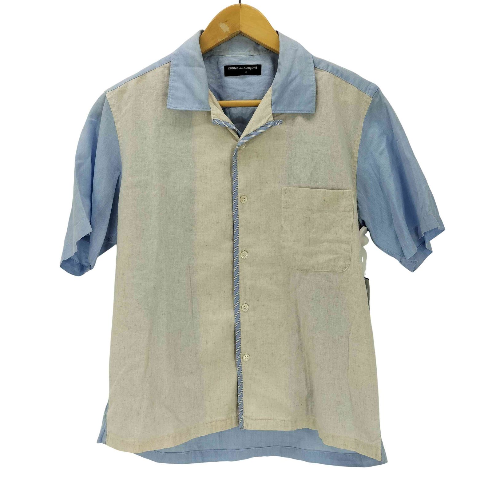 コムデギャルソンオム COMME des GARCONS HOMME 09SS バイカラー リネン混シャツ 異素材切替 メンズ  SS