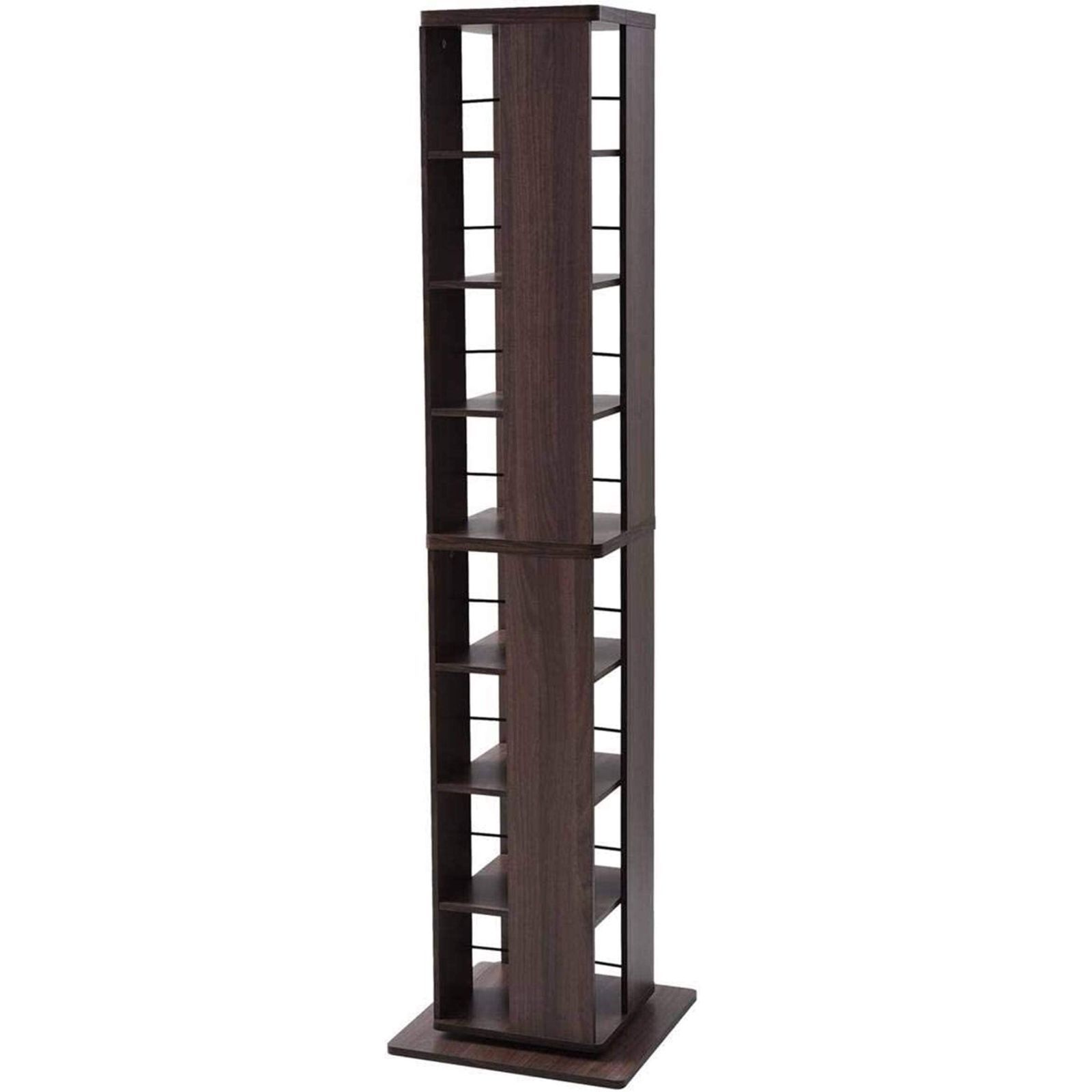 大容量 組立品 コンパクト 壁付け 角置き可 ウォルナット 幅45×奥行45×高さ182.5cm 8段 DSRR-8 WL 回転本棚 山善