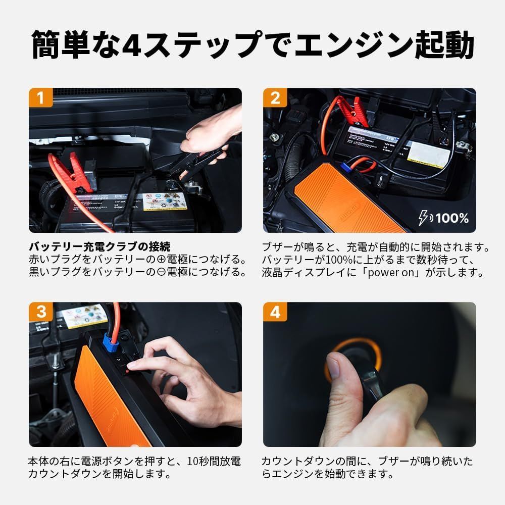 ジャンプスターター 12V スーパーコンデンサ搭載 リチウムバッテリー