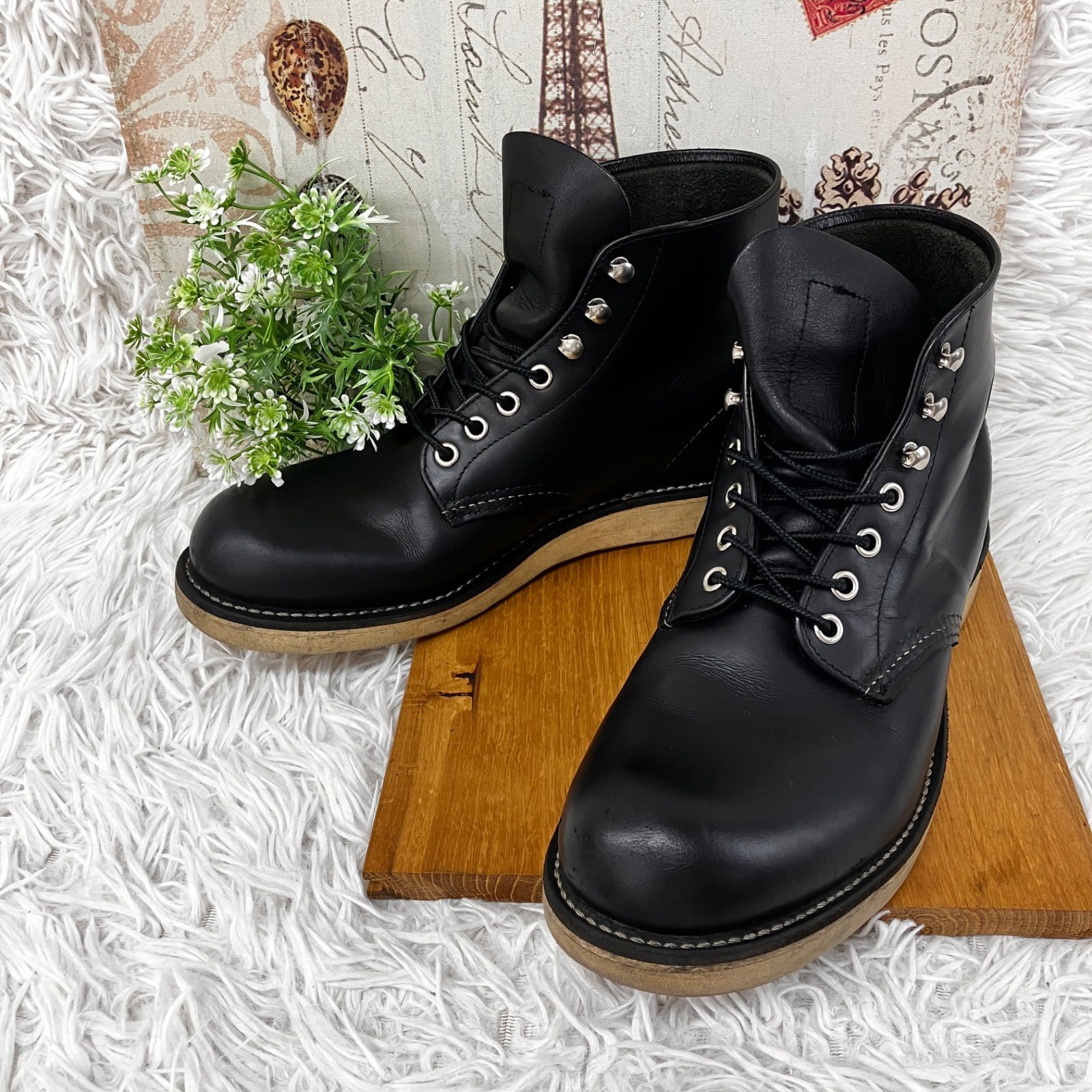 美品 中古 Red Wing 8165 26.5 ブラック 2011 美品✨REDWING レッドウィング 8165 ワークブーツ ブラック レザー 美