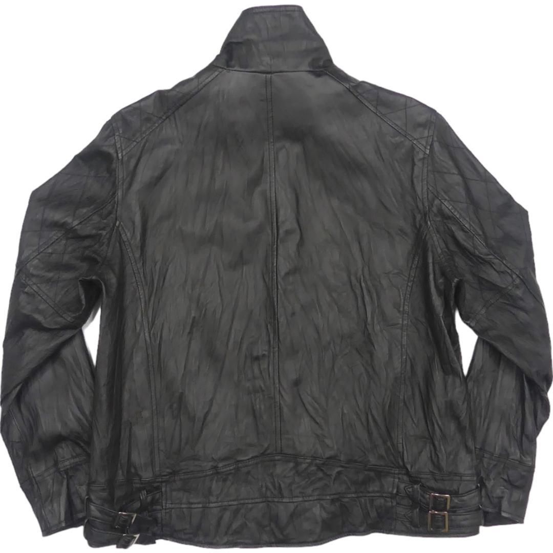 ライダースジャケット 本革 シングル メンズ L レザージャケット