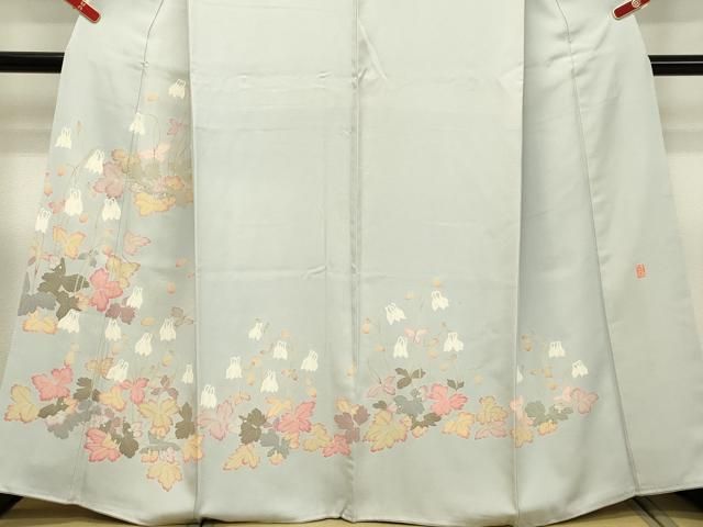 平和屋着物●京加賀友禅　百貫達雄　訪問着　草花文　正絹　逸品　DAAS2305tw 平和屋着物○京加賀友禅 百貫達雄 訪問着 草花文 正絹 逸品 DAAS2305tw