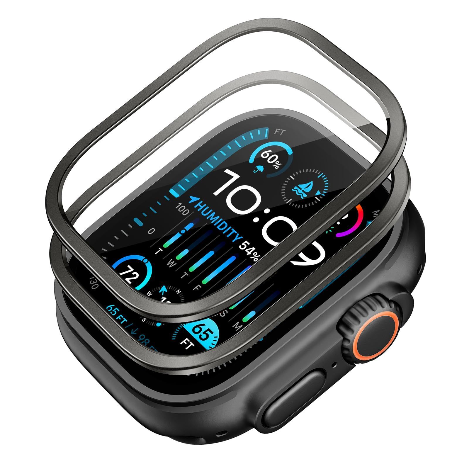 【特価商品】49mm Ultra Ultra 画面保護カバー Ultra アップルウォッチ 全面保護 一体型】 耐傷性 【ステンレススチールフレーム+強化ガラスフィルム 専用 49mm) (2024/2023/2022 指紋防止 ガラスフィル