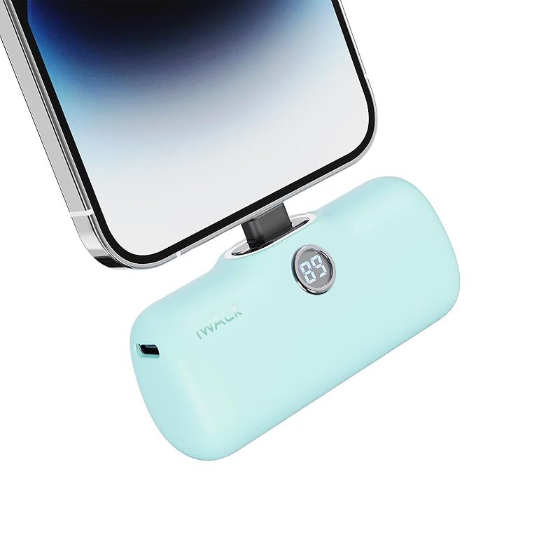 【特価商品】iWALK モバイルバッテリー 軽量 超小型 4800mAh 【 iPhone 14 / 13 / 12 シリーズ対応】 大容量 急速充電 コネクター内蔵 コードレス 携帯充電器 パススルー機能 LCDディスプレイ搭載 持ち