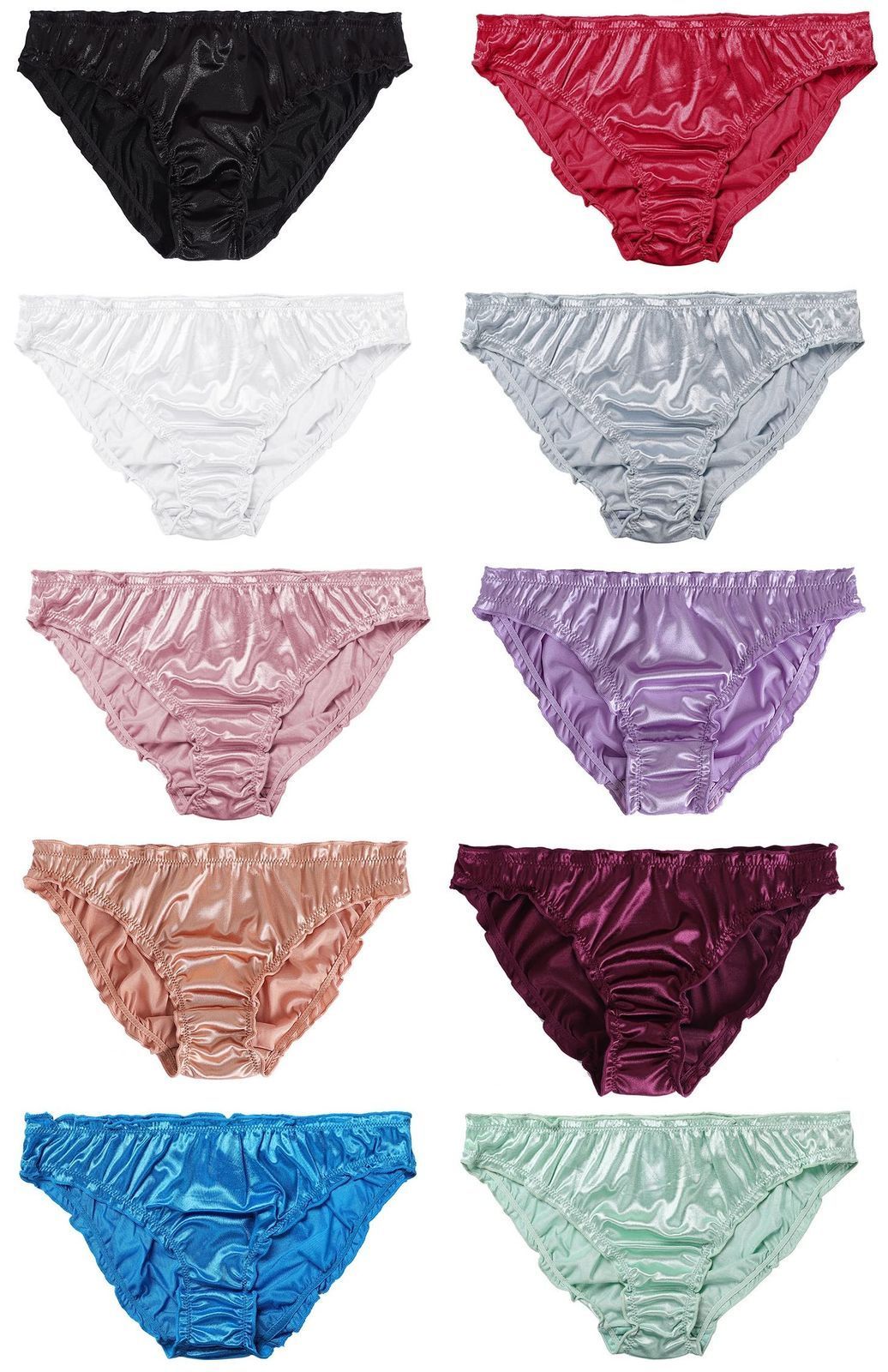 パンティ レディース サテン スーパーストレッチ ショーツ 下着 10色セット L -107