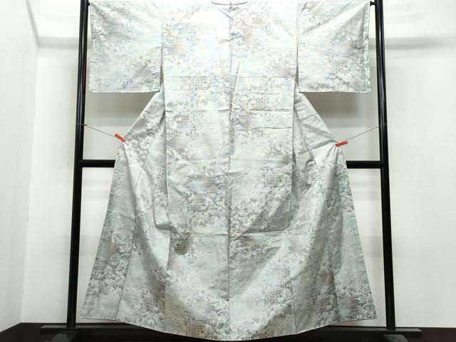 平和屋着物●都喜ヱ門　本場大島紬　白大島　風景草木文　藤絹織物謹製　正絹　逸品　CAAS8579vf 平和屋着物○都喜ヱ門 本場大島紬 白大島 風景草木文 藤絹織物謹製