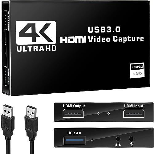 ブラック 4K HDMI キャプチャーボード パススルー 1080P 60FPS USB3.0