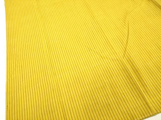 平和屋着物○上質な紬 縞 緑黄色 正絹 逸品 未使用 DAAU0635tw