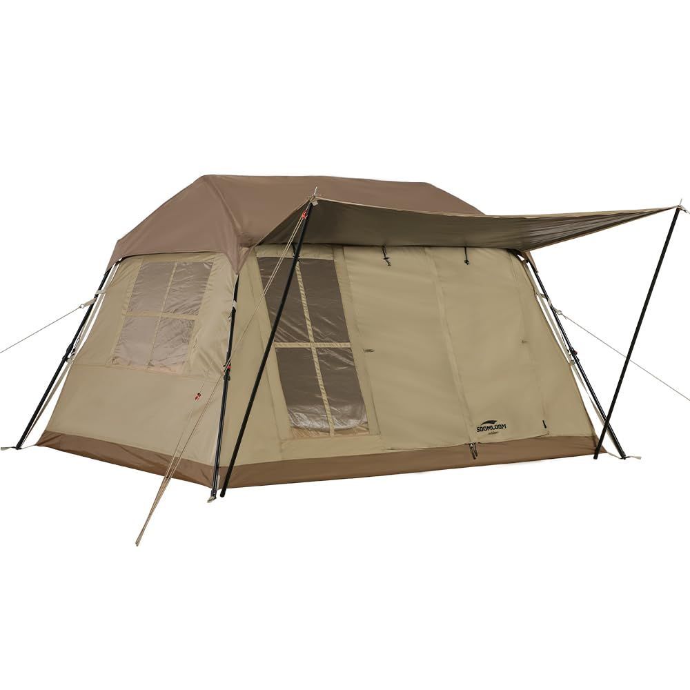 Soomloomロッジ型テントCozy Cabin小屋タイプ軽量化テントPU3000mm日除けシェルター 快適さ 防風 防雨 UVカット 通気 家庭 カップルキャンプ アウトドアキャノピー