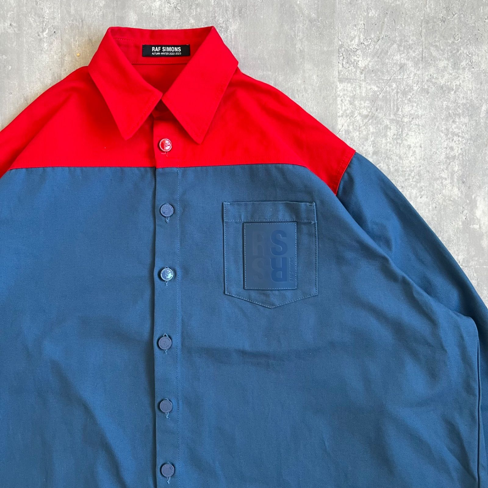 『RAF SIMONS』 ラフシモンズ (S) バイカラー 長袖シャツ