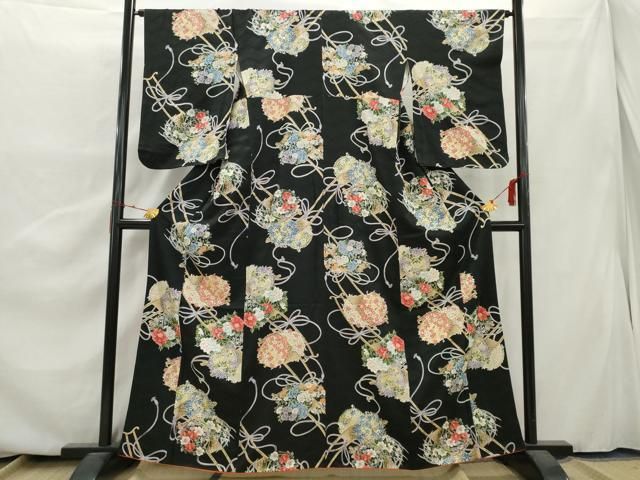 7350☆送料込み❣️正絹 小紋 着尺 花百彩 反物❣️ Kimono - Please refer to this combination of kimono and obi