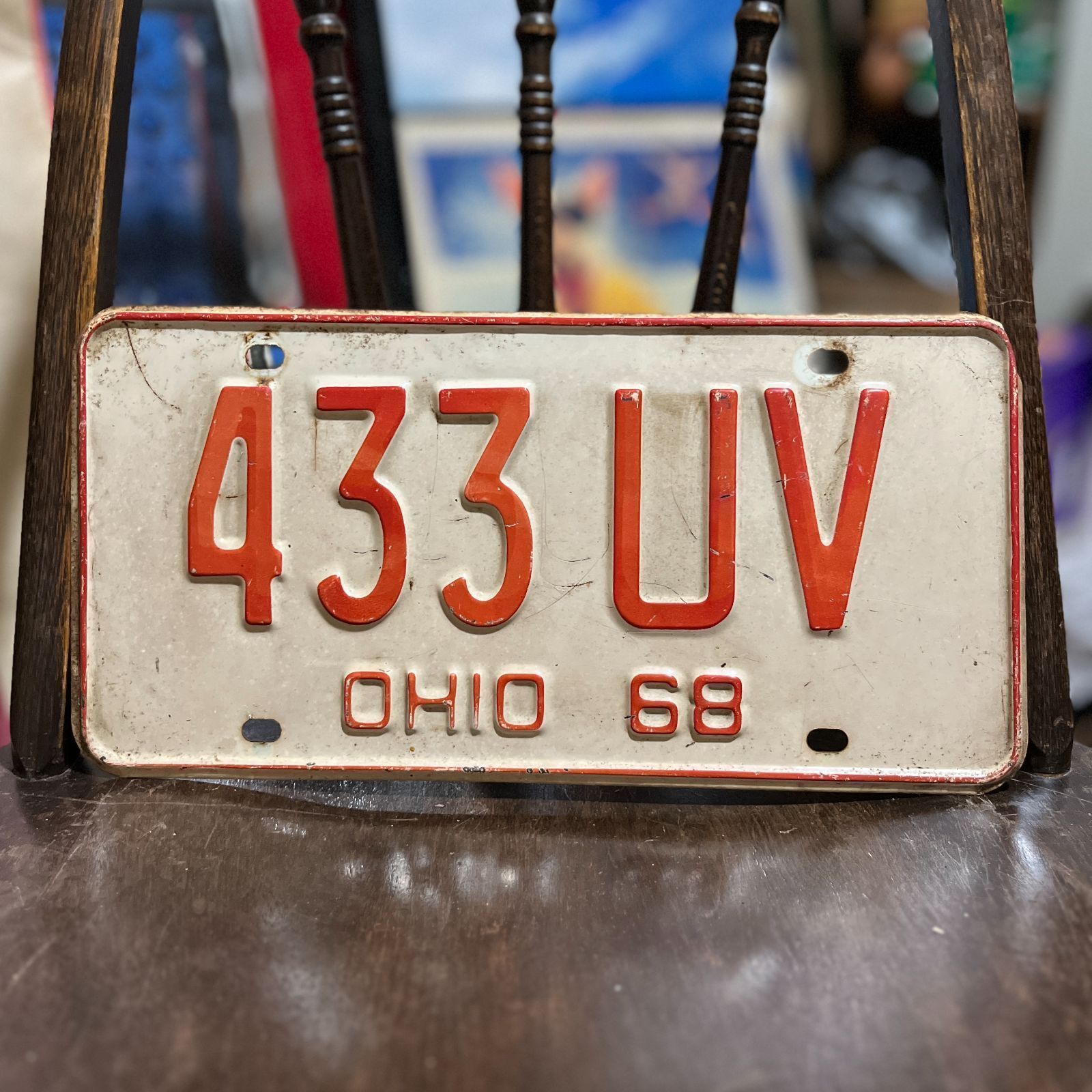 ナンバープレート 看板】1968年製 ビンテージ ライセンスプレート オハイオ州 エンボス レッド ホワイト OLD GOLD  (オールドゴールド) メルカリ