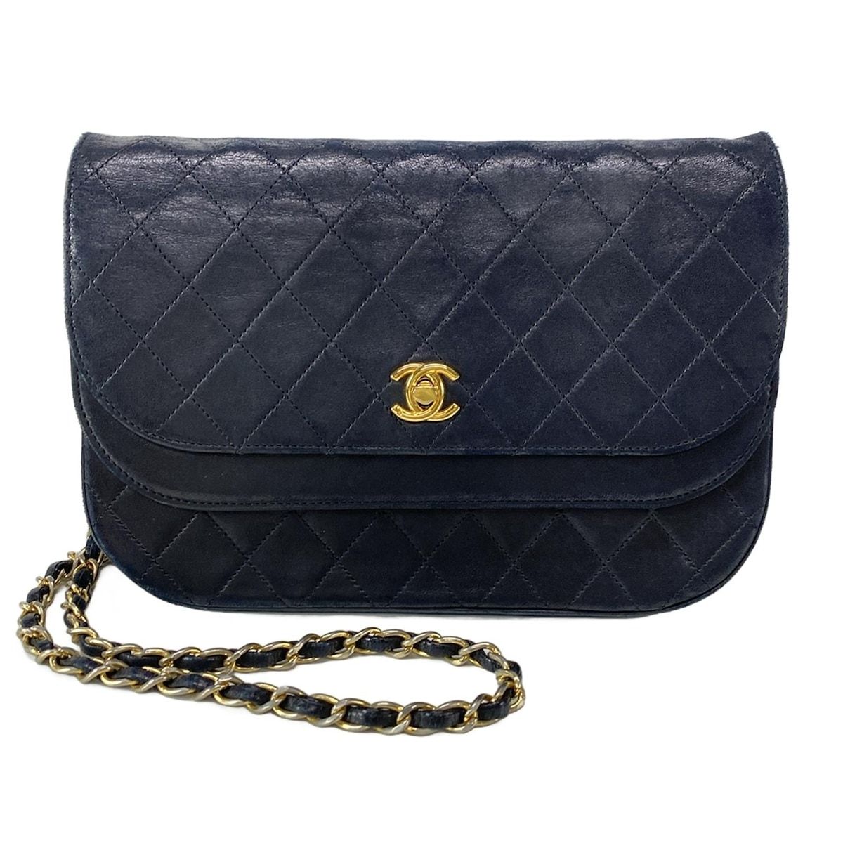 CHANEL シャネル ショルダーバッグ ダブルフラップマトラッセ 黒 チェーンショルダー|ゴールド金具 ラムスキン