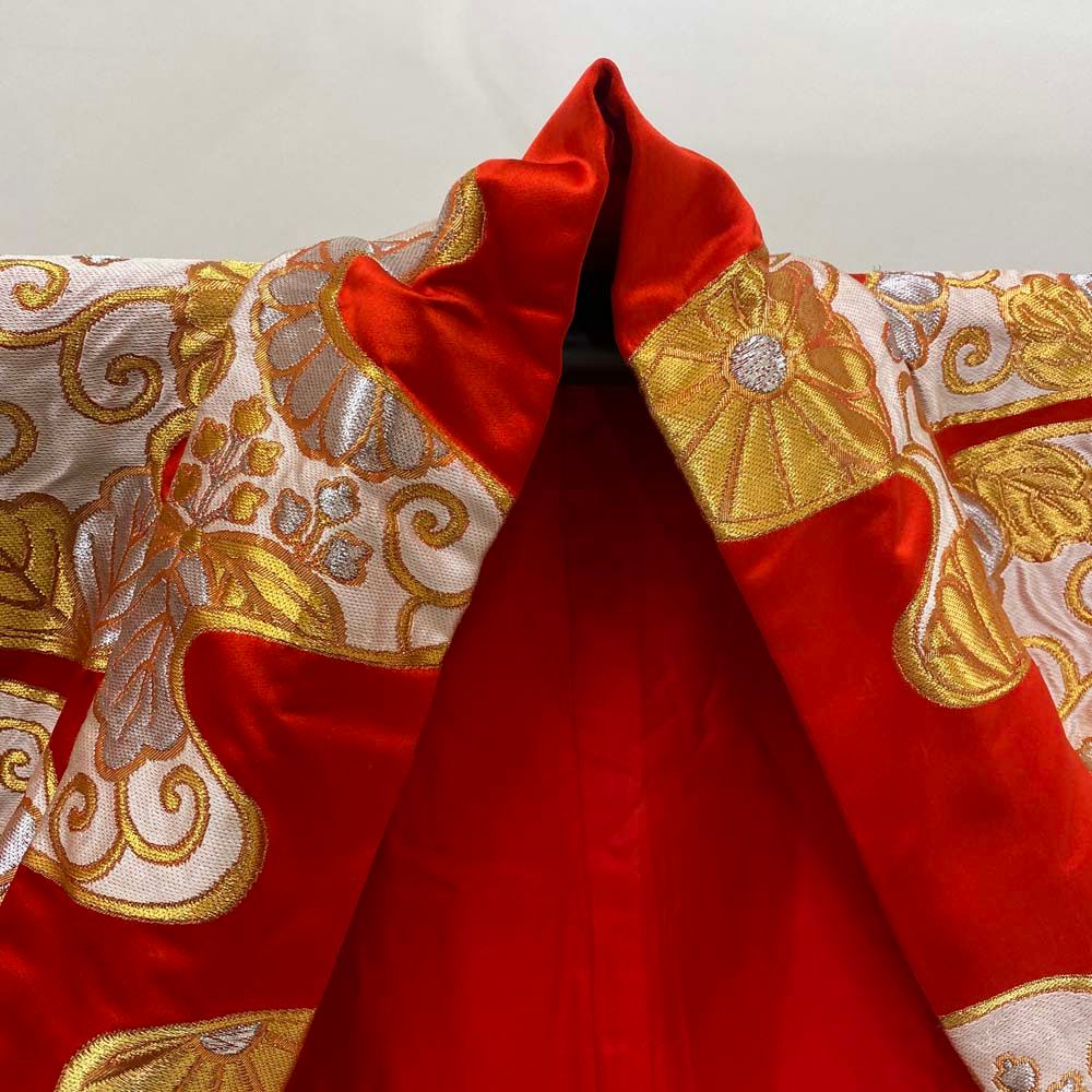 色打掛 正絹 刺繍 赤 金 打掛 花嫁衣裳 婚礼 リサイクル 中古 ブライダル ウエディング 着物 3739 色打掛 正絹 刺繍 赤 金 打掛 花嫁衣裳 婚礼 リサイクル 中古