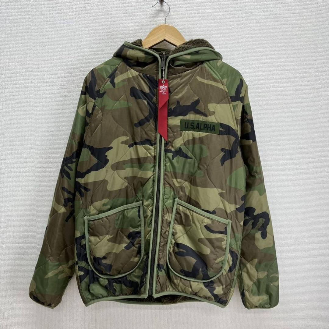 ALPHA INDUSTRIES アルファ TA1255-120 リバーシブル キルティングジャケット ナイロン リップストップ ボアパーカー カモ  迷彩 M 10102943 - メルカリ