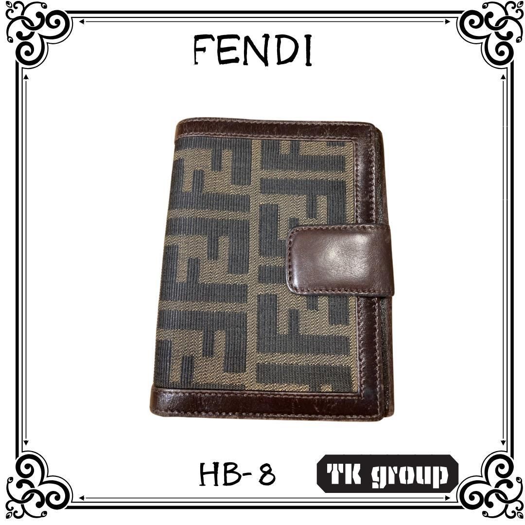 フェンディ Fendi 二つ折り財布 ズッカ柄 ブラウン キャンバス