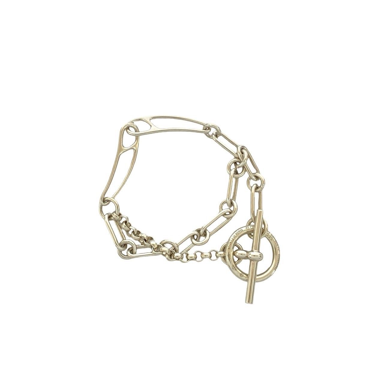 品 HERMES エルメス シェーヌダンクル パンク シルバー925 チェーン ブレスレット バングル 12027