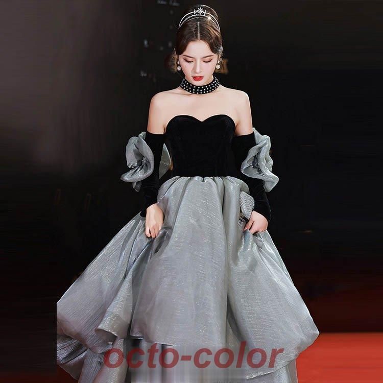 ビジューがオシャレなワンショルダー イブニングドレス♩.• ビジューがオシャレなワンショルダー イブニングドレス